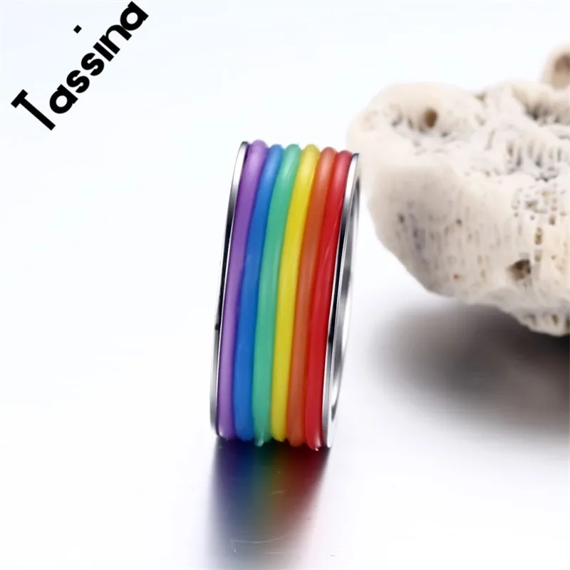 Кольцо Радужное из нержавеющей стали для лесбиянок ЛГБТ-флаг | Украшения и