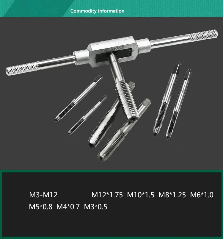8pcs 6 шт 3F ручной винт Резьба Метрическая вилка кран Набор M3 M4 M5 M6 M8 с регулируемым краном гаечный ключ 1/16-1/" Ручные металлообрабатывающие наборы инструментов - Цвет: 8pcs