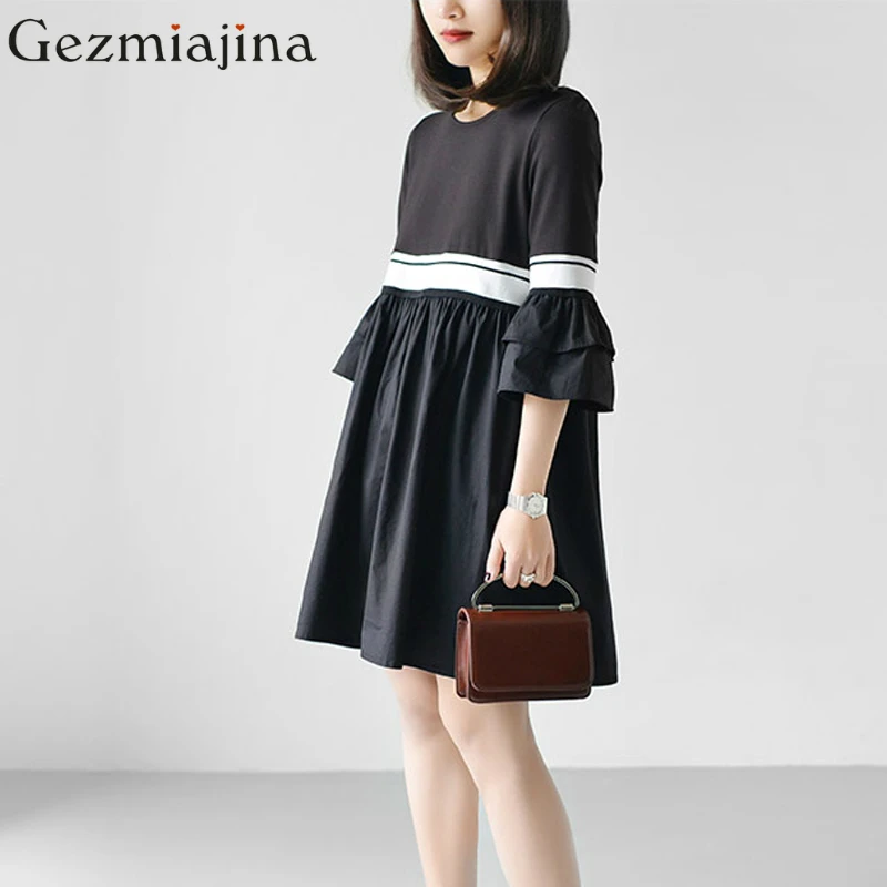 Платье для беременных однотонное платье с рукавами лотоса большие размеры