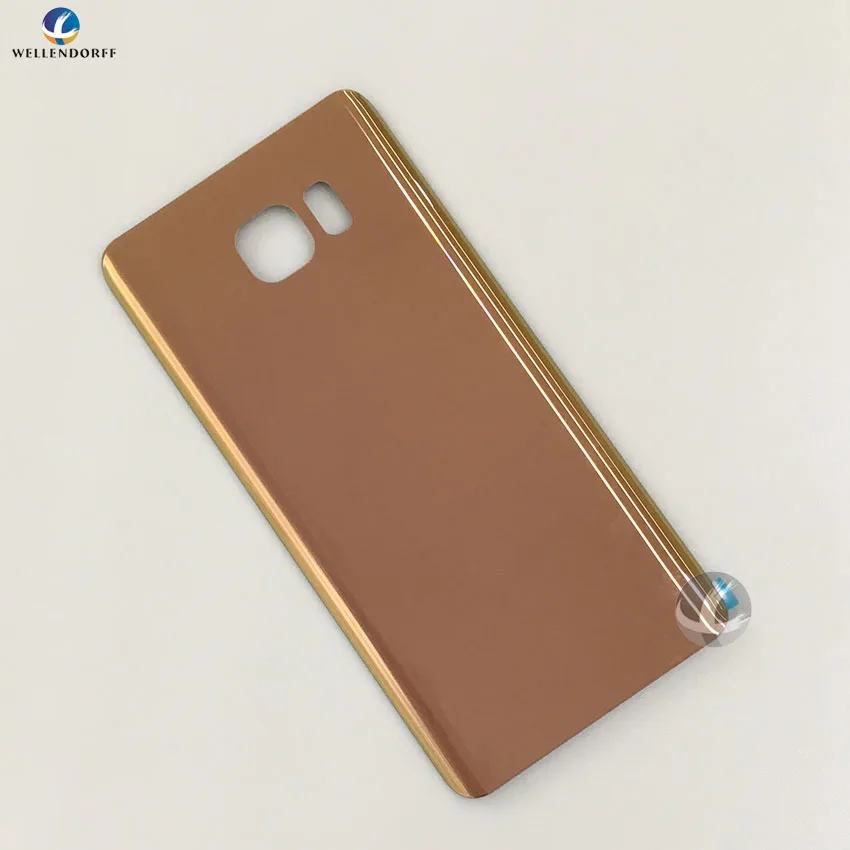 Задний стеклянный корпус+ клей для samsung Galaxy NOTE 5 N920 N920F задняя панель Крышка батарейного отсека запасная часть с логотипом - Цвет: Pink