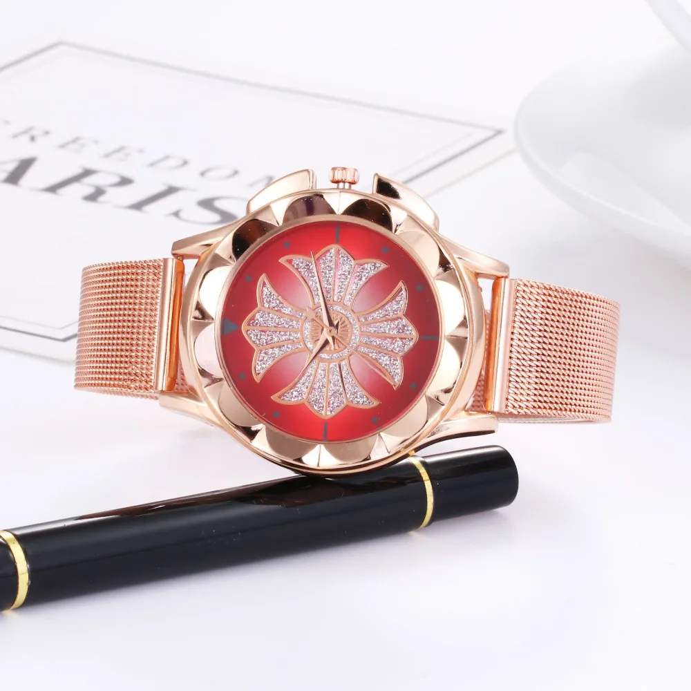 Часы женские кварцевые из нержавеющей стали с перекрестными кристаллами |