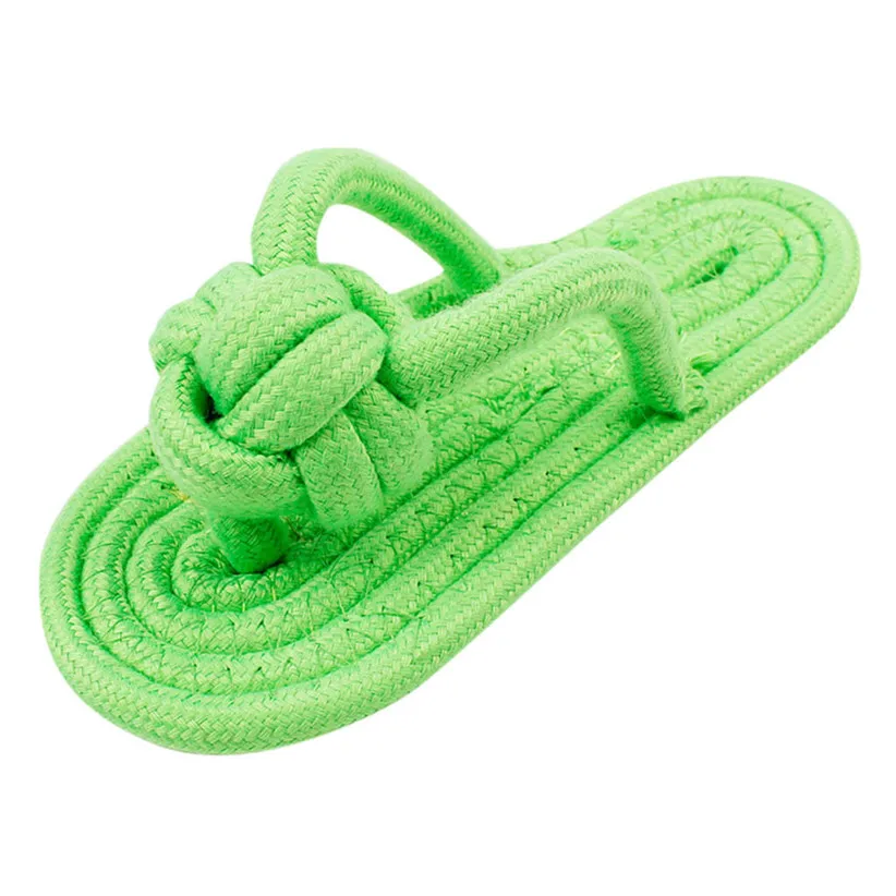 Green Transer Cotton Rope Dog Toy Slipper Shoes Shape Pet Dog Biting Chew Firm Pet Toy Outdoor Traning for Small Medium Dogs 906 - Цвет: Green