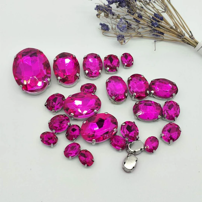 Новинка! Смешанный розовый Овальный Размер Кристалл стекло пришить стразы