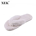 Шлепанцы женские XEK, зимние, с искусственным мехом, теплые, без застежек, на плоской подошве, розовые, большие размеры 36-41, WFQ95