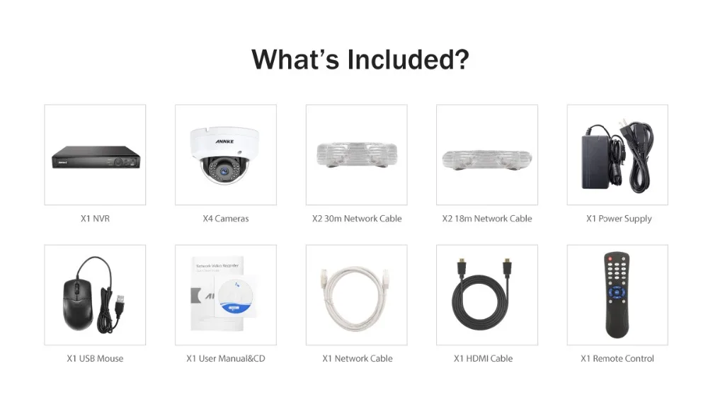 ANNKE 8CH 1080P Ultra HD POE сетевая видео система безопасности 8MP H.265 NVR с 4 шт 2MP 30 м ночного видения Всепогодная IP камера