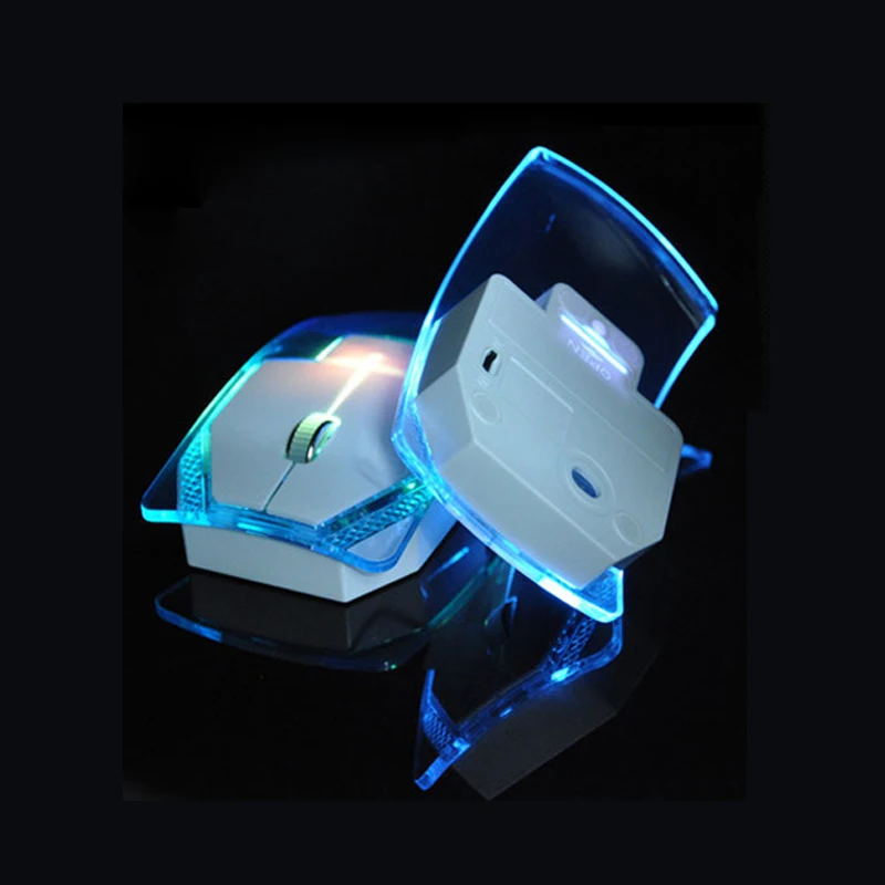 Новая мода прозрачный беспроводной мышь тихий геймер красочные светодио дный LED
