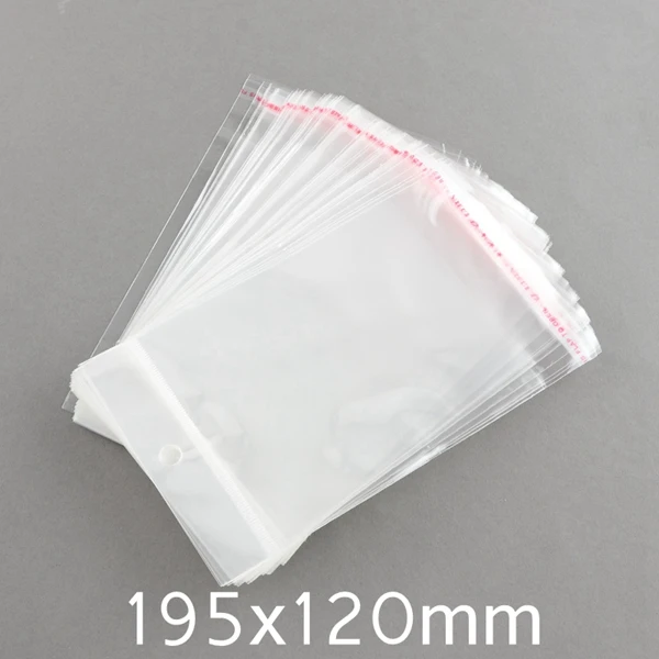 195x120mm 8 размеров 0,07 мм толщина 1000 шт OPP целлофановая упаковка для хранения ювелирных изделий, пластиковые пакеты, прямоугольные, прозрачные - Цвет: 195x120mm