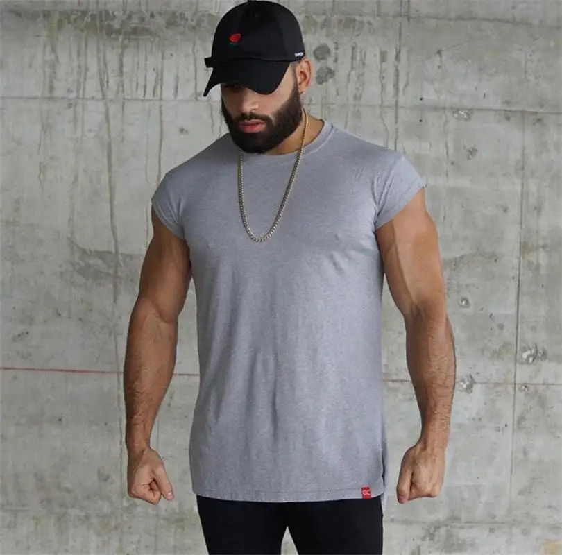 Мужские Футболка с коротким рукавом Slim Fit повседневное Блузка Топы летние костюмы Мышцы Тройник