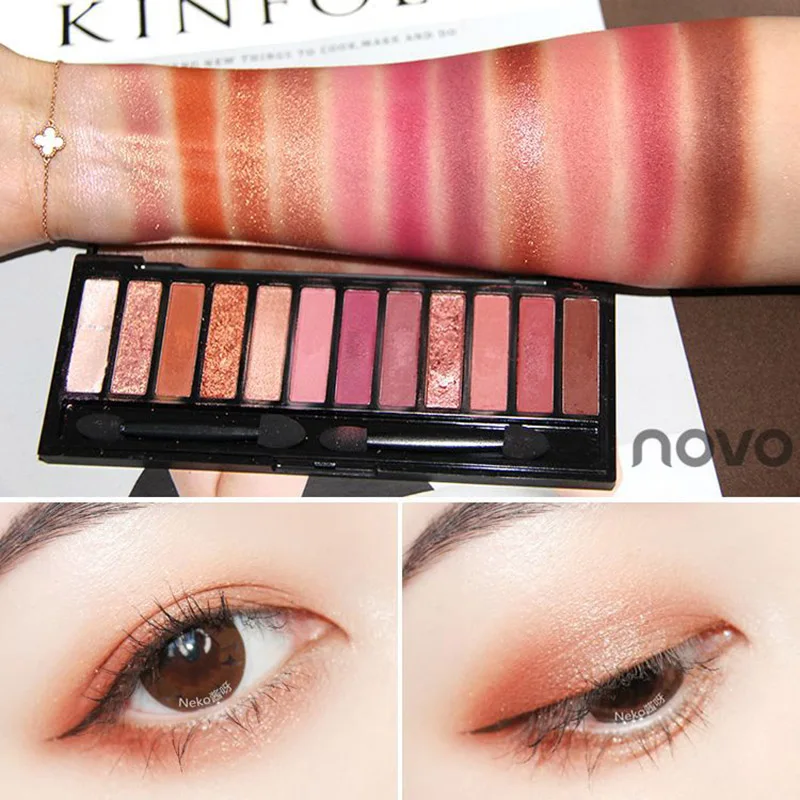 Novo 12 видов цветов Палитра теней для век Матовая Обнаженная с кисточкой модные