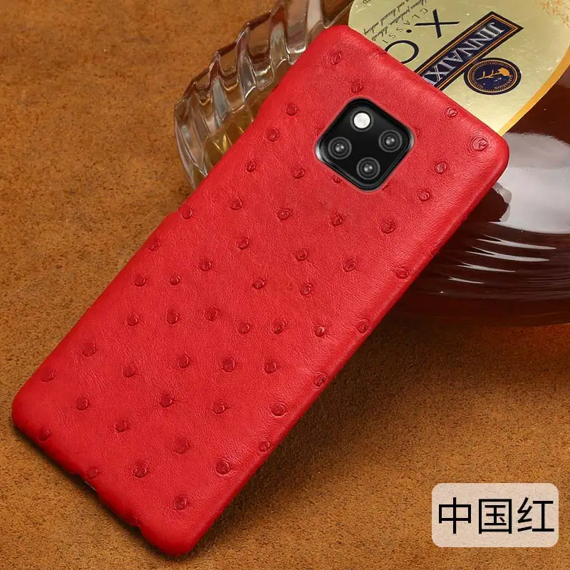 Чехол для телефона из натуральной кожи страуса для huawei P30 pro Lite P20 mate 20 Y6 Y9, роскошная задняя крышка для Honor 8X V20 20 Pro 9x10 10i - Цвет: red