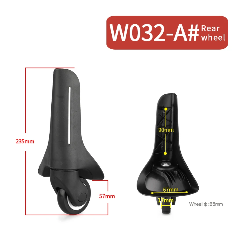 W032-A(2Wheels)Rear Сменные багажные колеса, аксессуары для чемоданов, ремонт, ручная 360 Спиннер, ролики, части тележки, шкив для багажа, модные колеса - Цвет: W032-A(2Wheels)Rear