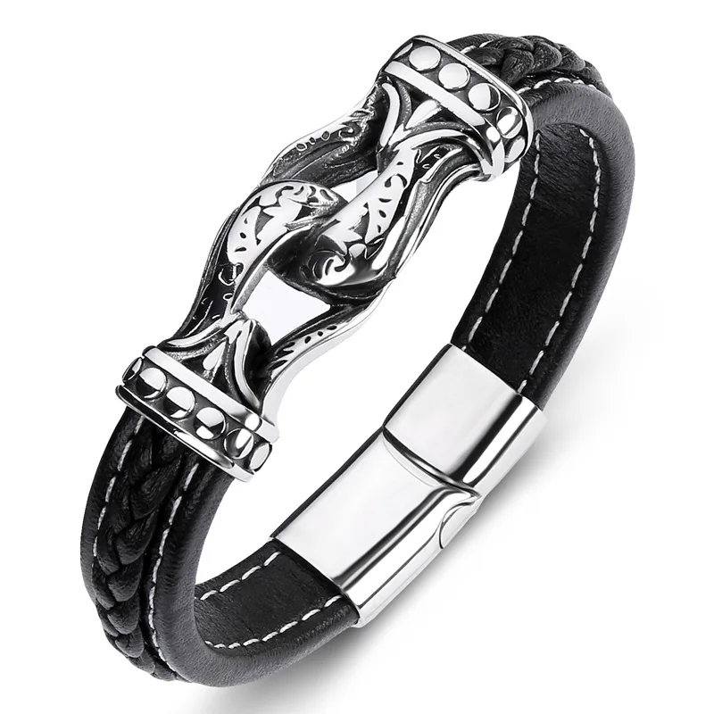 Мужской кожаный браслет античные браслеты из воловьей кожи нержавеющей стали