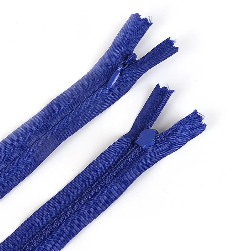 Royal Blue 10 шт., 28 см, 35 см, 40 см, 50 см, 55 см, 60 см, длинные невидимые молнии фиолетового, оранжевого, зеленого, черного цвета, нейлоновая застежка-молния для шитья одежды - Цвет: Royal Blue