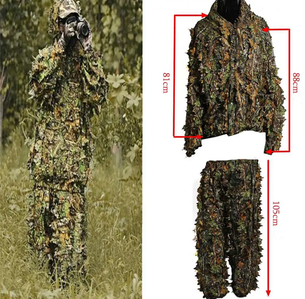 Полиэстер прочный открытый лесной Снайпер Ghillie костюм комплект плащ военный 3D