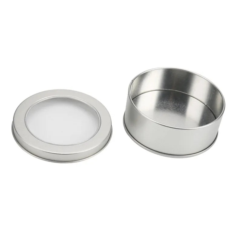 12PCS Tin Case Container Round Storage Box Metal Iron Jars Organizer For Candy Ornaments Clear Window Lid Packaging Dia 90mm | Дом и сад
