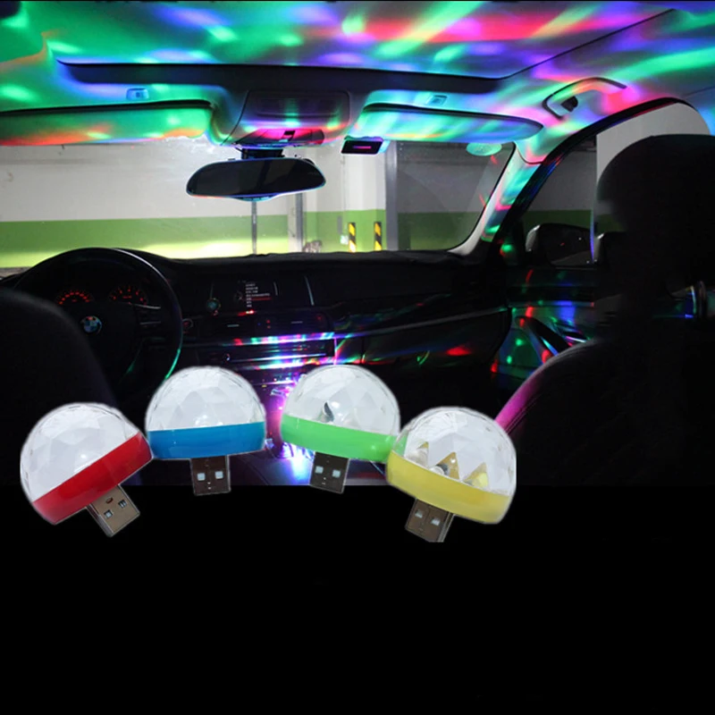 Автомобильный USB мини светильник портативный диско декоративный свет RGB