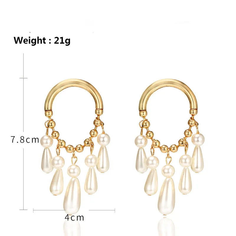 Женские большие круглые серьги boucle d'oreille корейские золотого цвета с имитацией