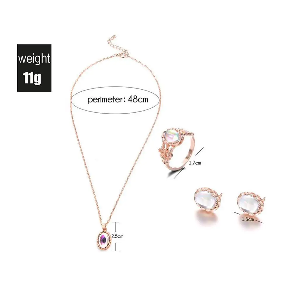 Женская модная бижутерия лунного камня из желтого золота кольцо серьги и