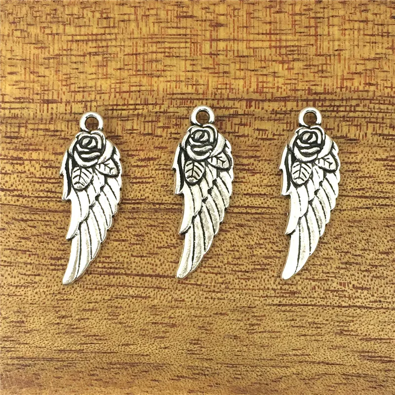 Подвеска 10 шт. винтажные тибетские серебряные подвески в виде крыльев розы