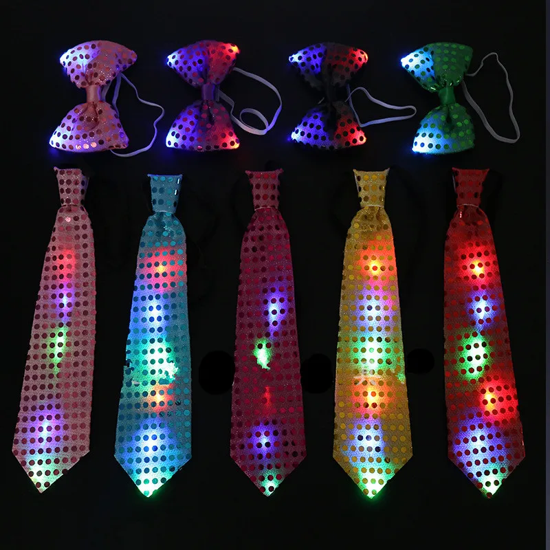 Мигающий светодиодный галстук-бабочка с подсветкой EL галстук на проволоке для