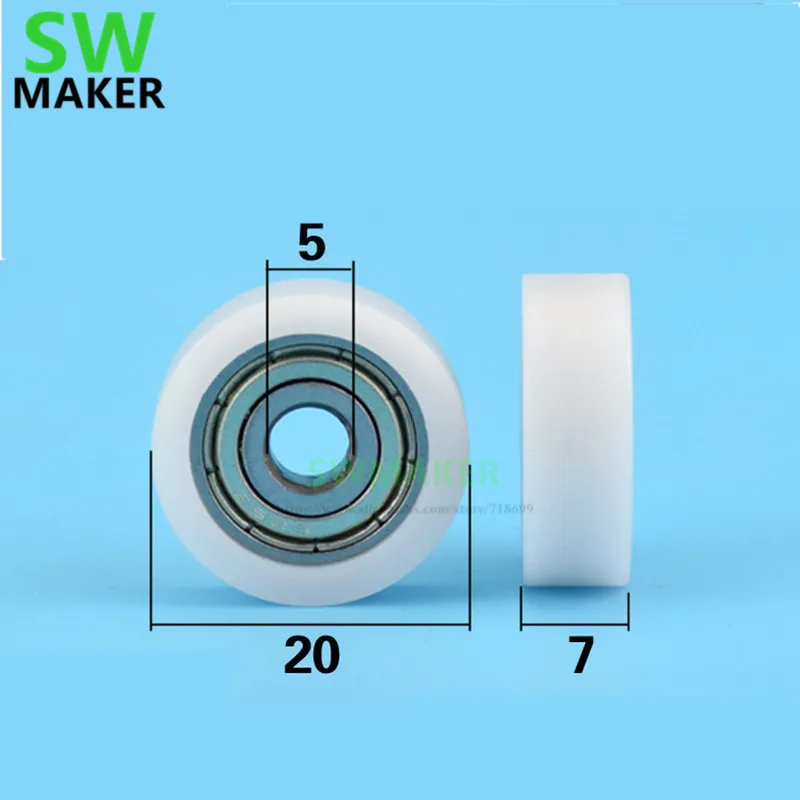 1pcs 5*20*7mm F type bearing pulley planar insert small wheel POM Door and window | Pulleys