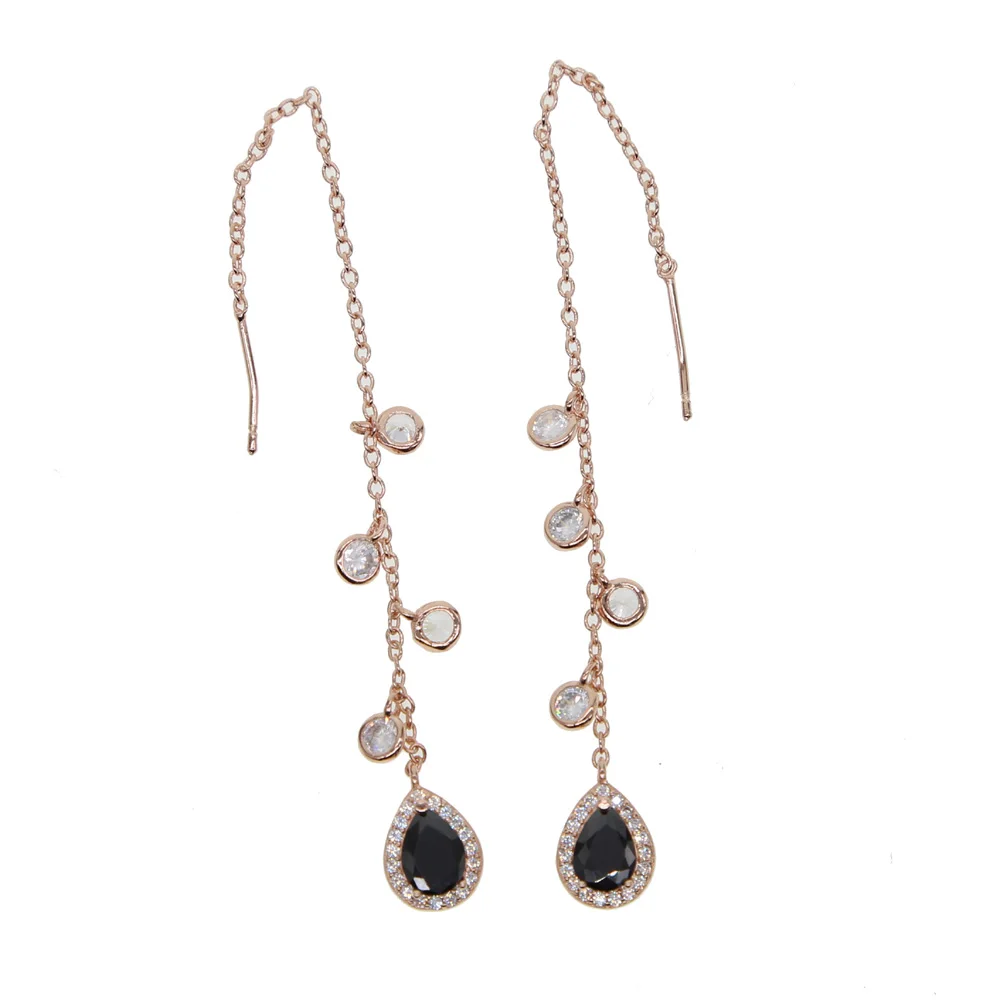 Высококачественные модные большие серьги с фианитами Серьги кисточки на цепочке