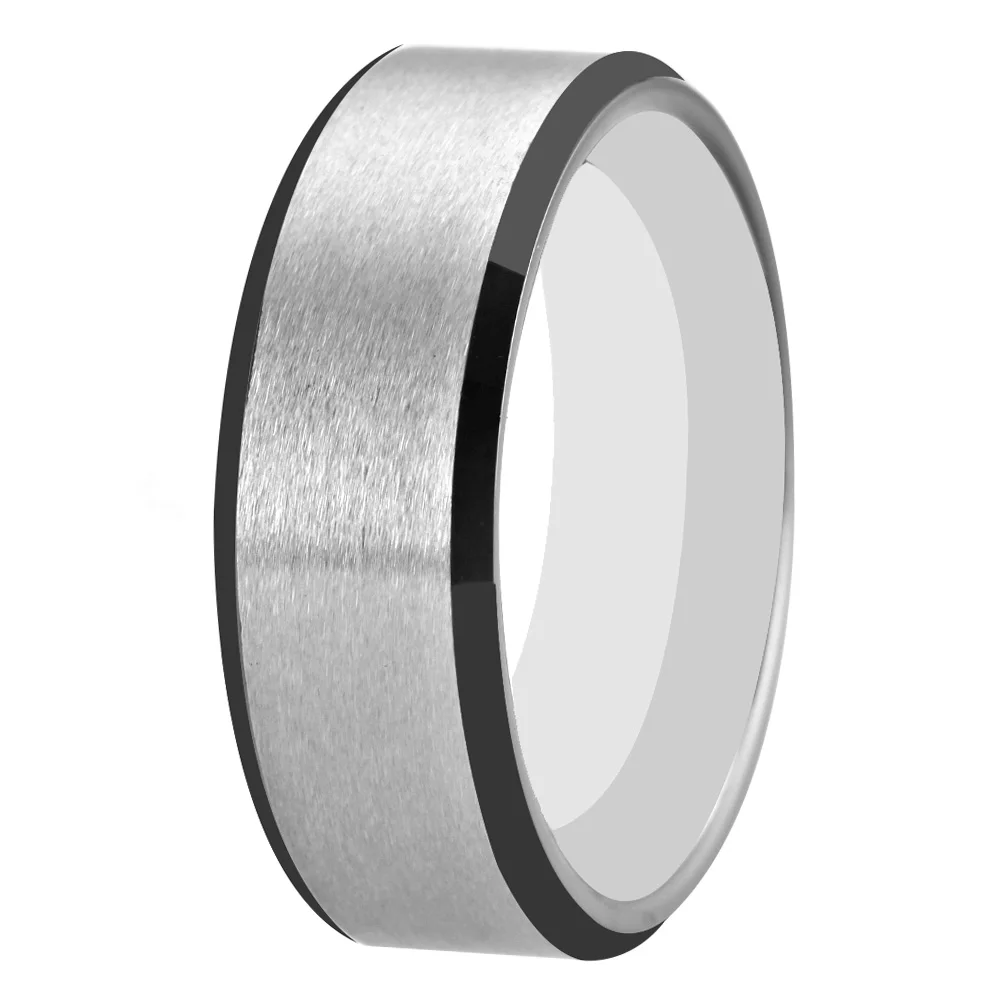 Silver Black Ring Вольфрамовое кольцо из карбида для мужчин и женщин Классические Свадебные обручальные кольца на заказ Гравировка юбилей ювелирные изделия матовая Готовая - Цвет основного камня: Silver Black Ring
