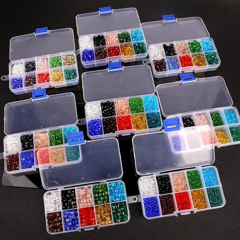 250/300/500/1000 шт Стекло хрустальные бусины Bicone Spacer цветной плоский наконечник