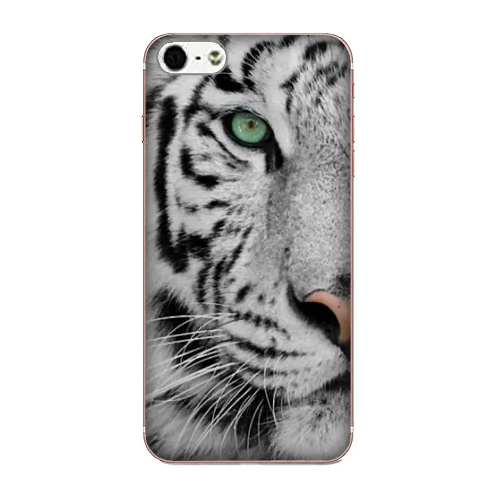 Подарок искусство белый мех с голубыми глазами Тигр Сделай Сам рисунок ТПУ для