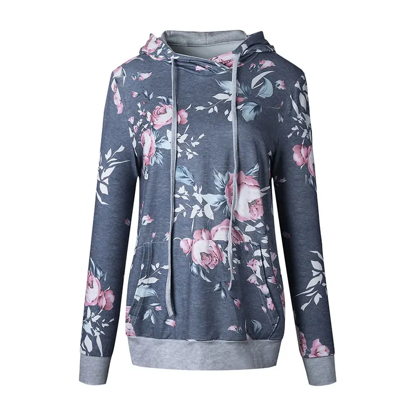 Medium Grey Женские толстовки, толстовка, весна-лето, модные женские повседневные тонкие топы с принтом, пуловер с длинными рукавами, пальто - Color: Medium Grey
