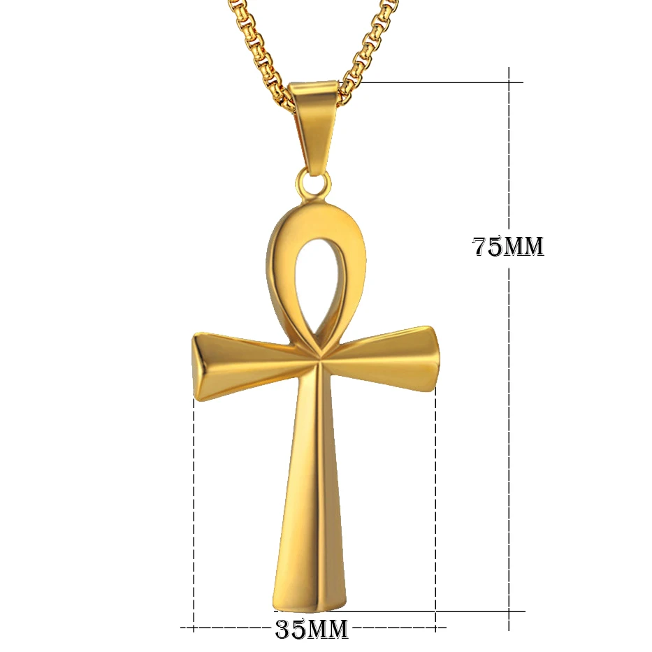 XL811 Gold Color Египетский Льдом Bling Ankh крест кулон ожерелье для женщин и мужчин ключ жизни из нержавеющей стали Египетские украшения дропшиппинг - Окраска металла: XL811 Gold Color