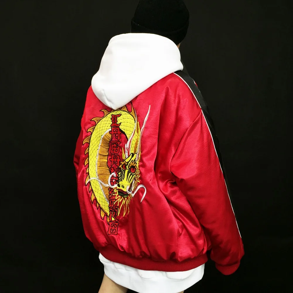 Модная уличная шелковая стеганая куртка оверсайз с вышивкой хип-хоп | Женская