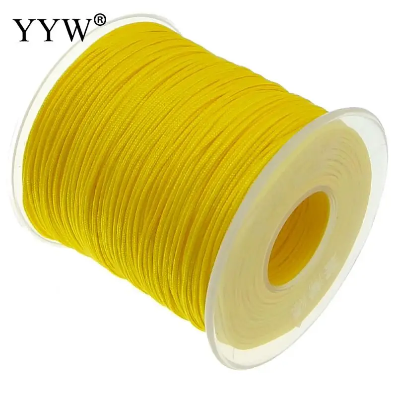 lemon yellow 100 ярдов 1 мм китайский узел нейлоновый шнур пластиковая катушка нитка, Плетеный ремешок Веревка Бисероплетение нить для ожерелья браслет Изготовление ювелирных изделий - Цвет: lemon yellow