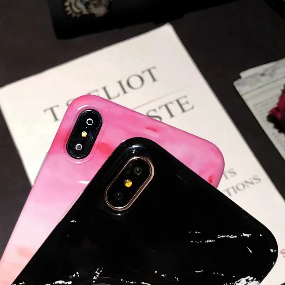 For iPhone X XS Max XR Case Luxury Glossy Marble Veins Cover 7 6 8 Plus Granite Stone Stand Holder Soft TPU Cases |