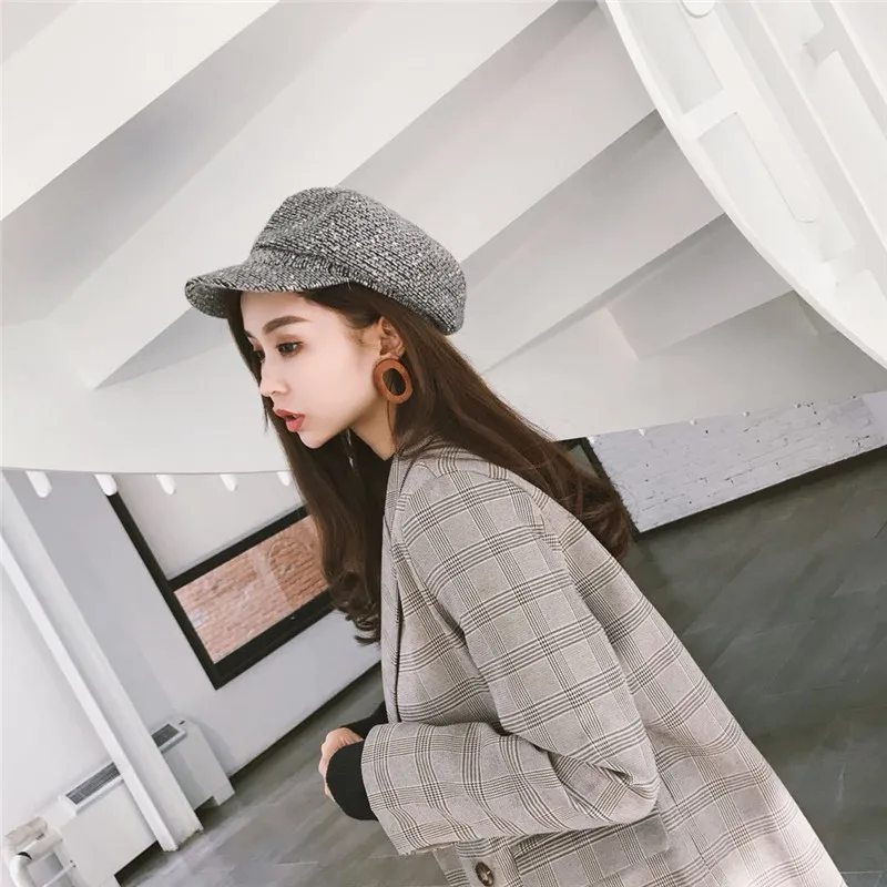 Brand New Wool Women Beret Autumn Winter Octagonal Cap Hats Solid Color Stylish Female Artist Painter Caps Lady | Аксессуары для