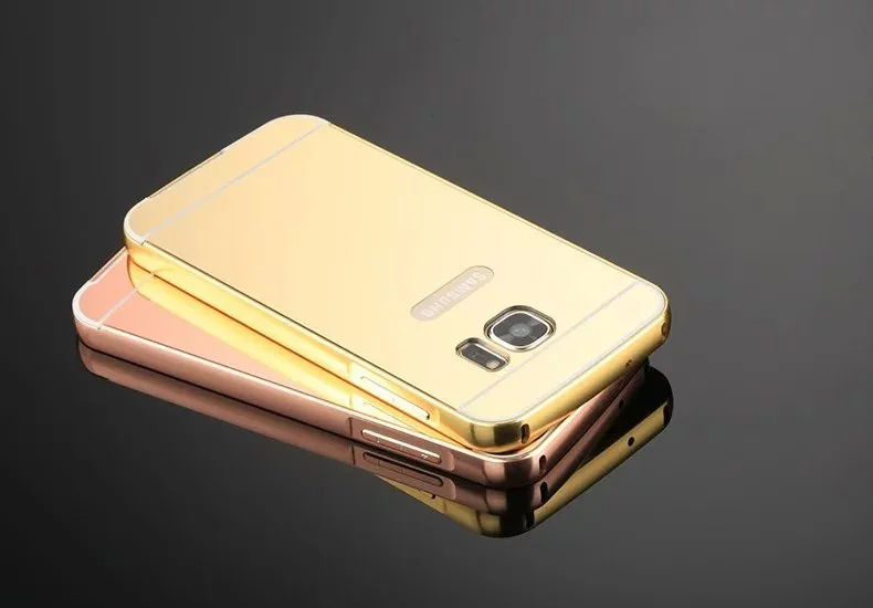 Чехол для samsung Galaxy S4 S6 S7 S8 S9 Plus A50, алюминиевая металлическая рамка, зеркальная твердая задняя крышка для Galaxy J4 J6 Plus, чехол для телефона
