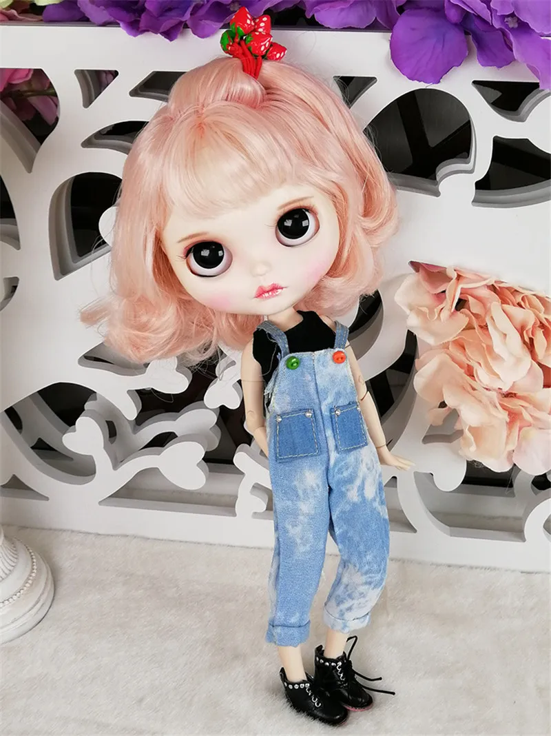 Хорошее качество Blyth 30 см 1" тело шарнир Кукла свободно настроить BJD кукла с джинсами Комбинезоны и мода короткий завиток волос горячий подарок