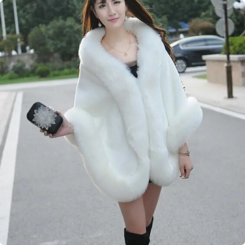 Зимний Топ бренд женские теплые накидки из искусственного меха черный красный