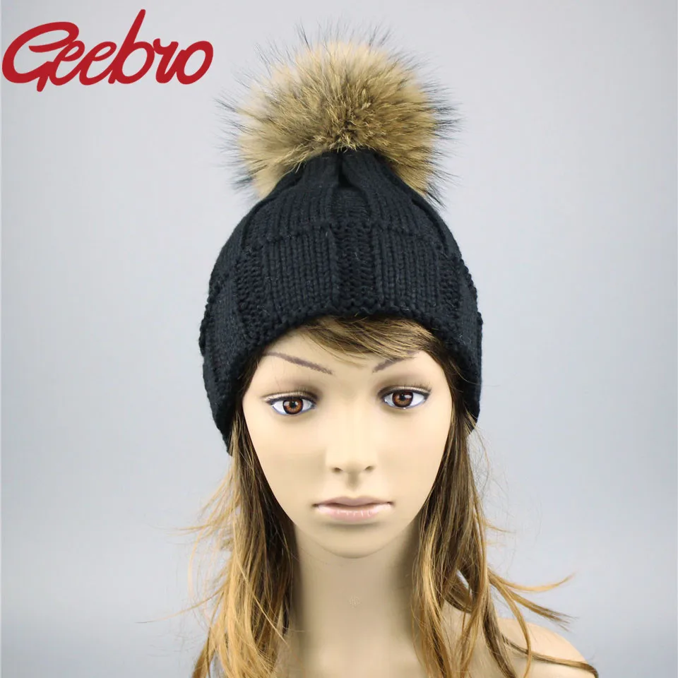 Geebro женская шапка с помпоном зимняя для девочки вязаные шапки брендовая новая