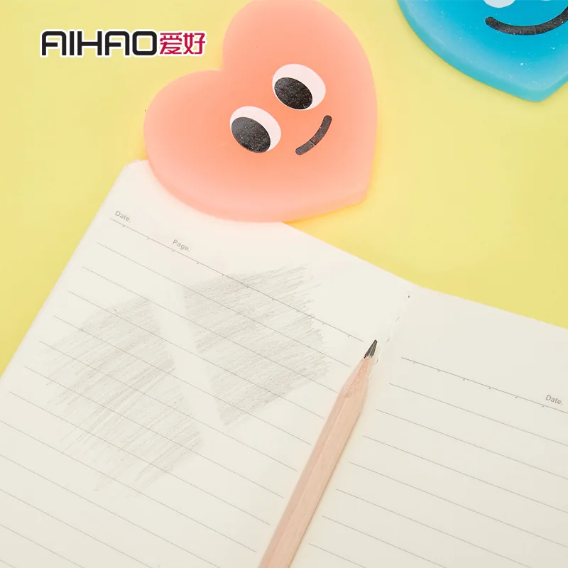 Бренд Aihao большой размеры сердце форма желе ластик для школы студентов детей