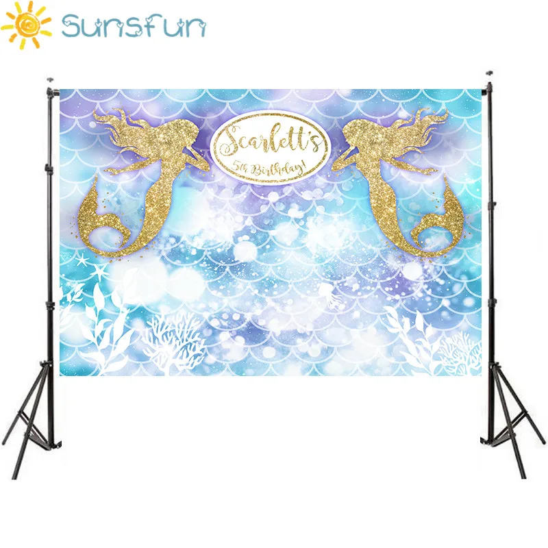 Sunsfun 5x3ft новорожденный синий под морем Фото фоны Русалка волна задний план день рождения фон реквизит для фотосессии 150x90 см