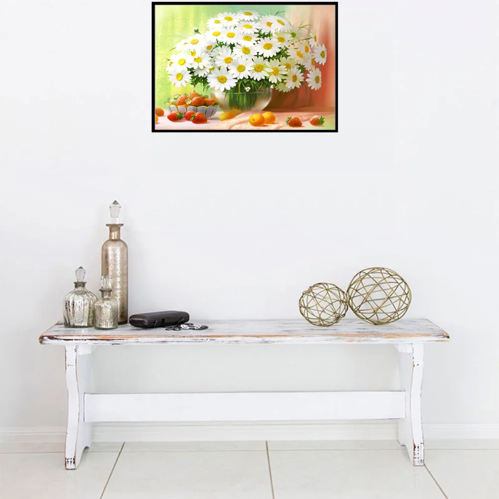 DIY 5D Partial Diamond Painting White Daisy Cross Stitch Diamond Embroidery Patterns Rhinestones Diamond Mosaic Picture New