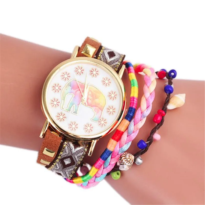 Модные женские туфли с изображением слона Вязание циферблат Кварцевые