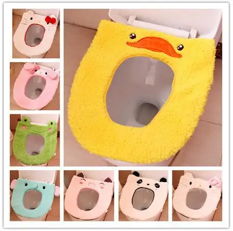 Мультяшный животный коврик для ванной туалета плюшевое мягкое сиденье унитаза