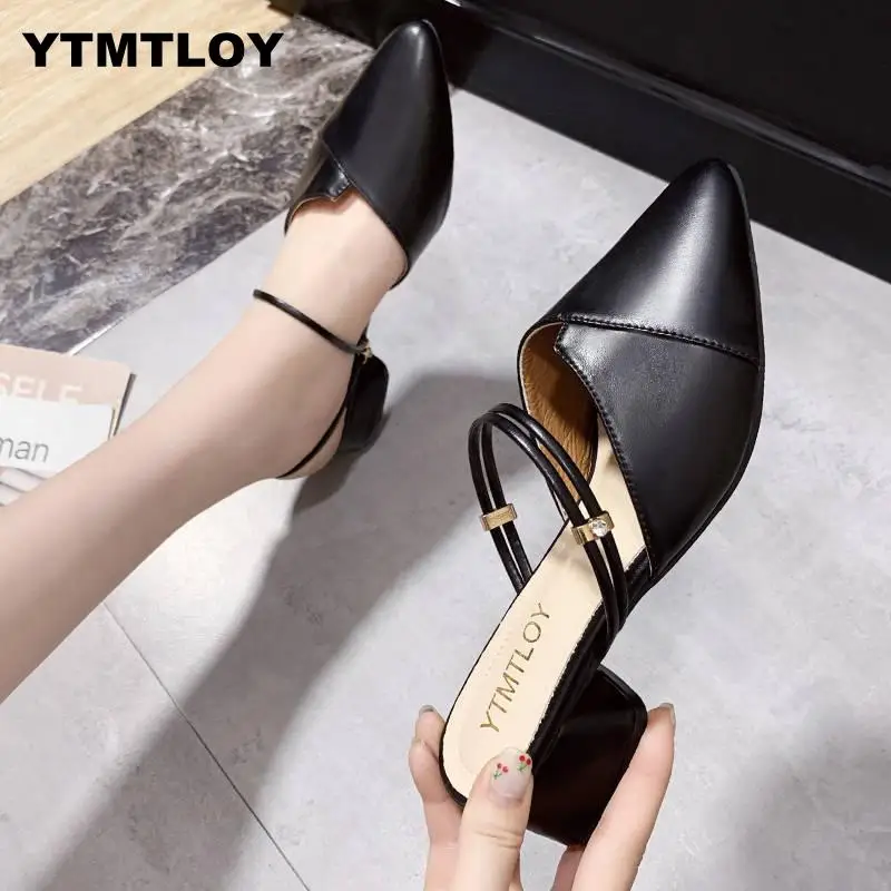 Сандалии женские прозрачные высокий каблук ПВХ ремешок на щиколотке квадратный