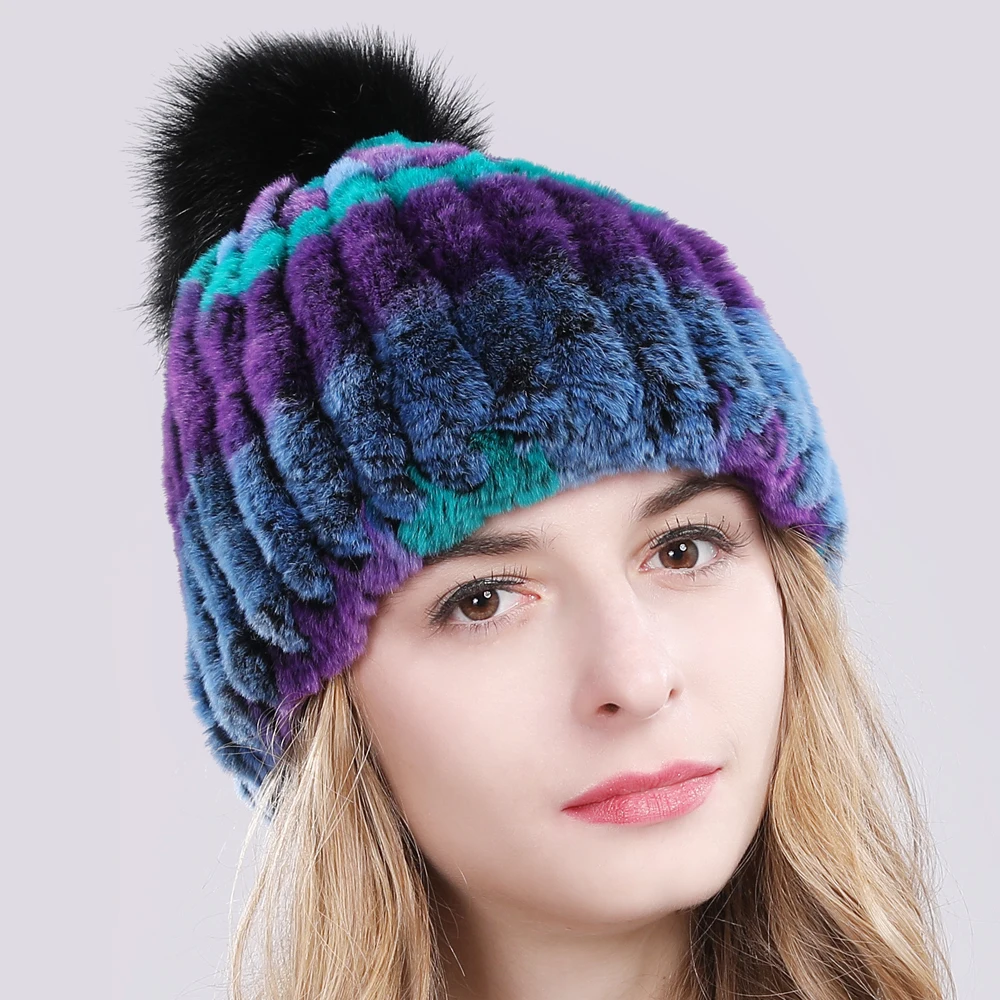 2020 Лидер продаж зимние натурального меха шапка из кролика Рекс женские на