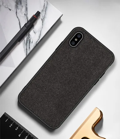 black Для Iphone XR чехол, мягкий силиконовый край, роскошный тканевый чехол для Iphone XS Max, текстильный Хлопковый чехол для Iphone x 7 8 Plus 6 6s - Цвет: black