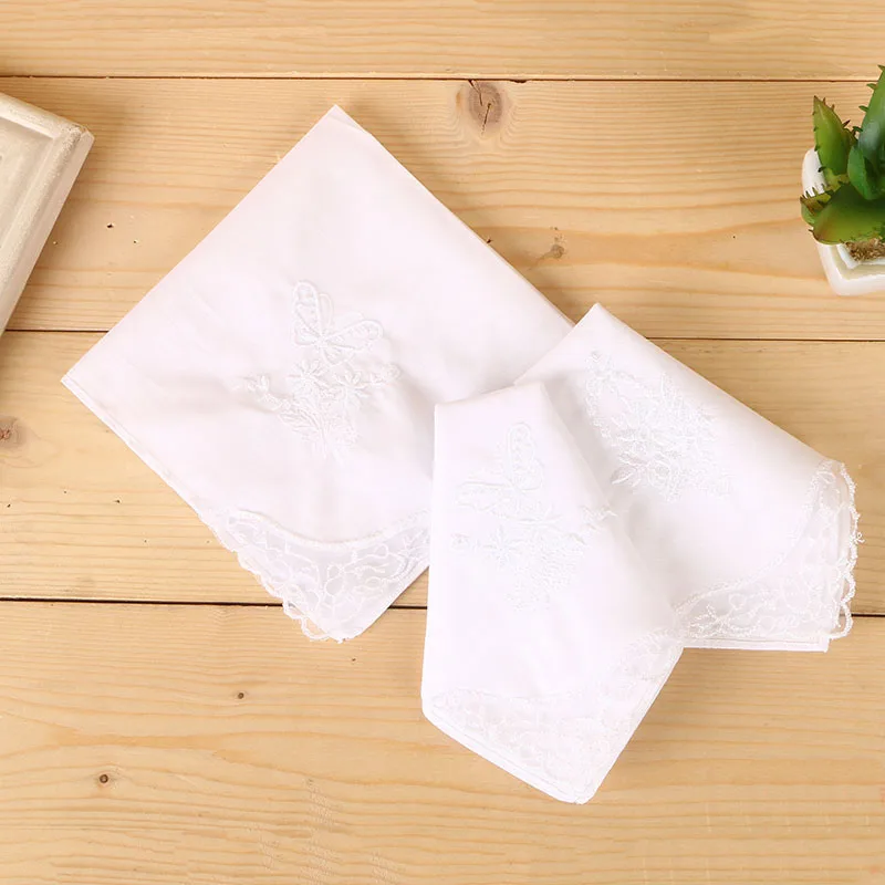 

12pcs 28cm*28cm Ms cotton small handkerchief Embroidery lace handkerchief