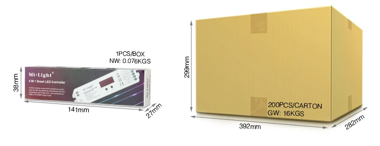 2,4G беспроводной Управление MiLight LS1 DC12V 24 V 15A 4 в 1 умный светодиодный Управление; для одного Цвет, затемнения, CCT, RGB/RGBW Светодиодные ленты