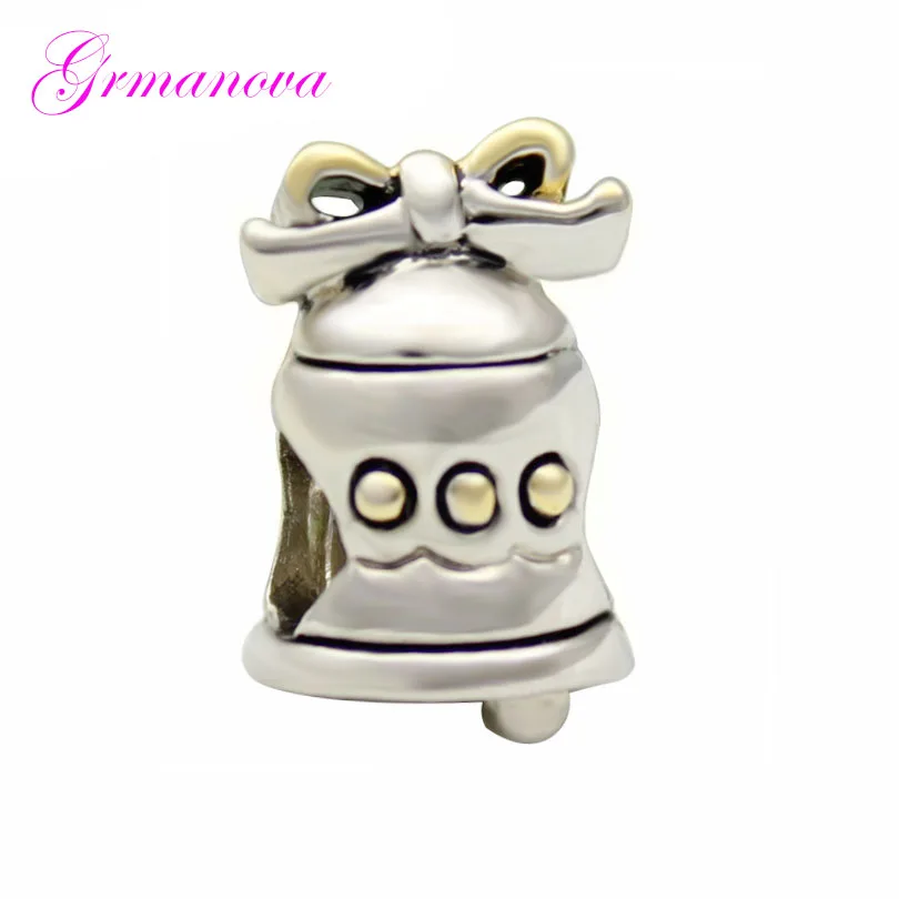 Рождество Золотой бант колокольчик Шарм Европейский Стиль бусины Сделай Сам